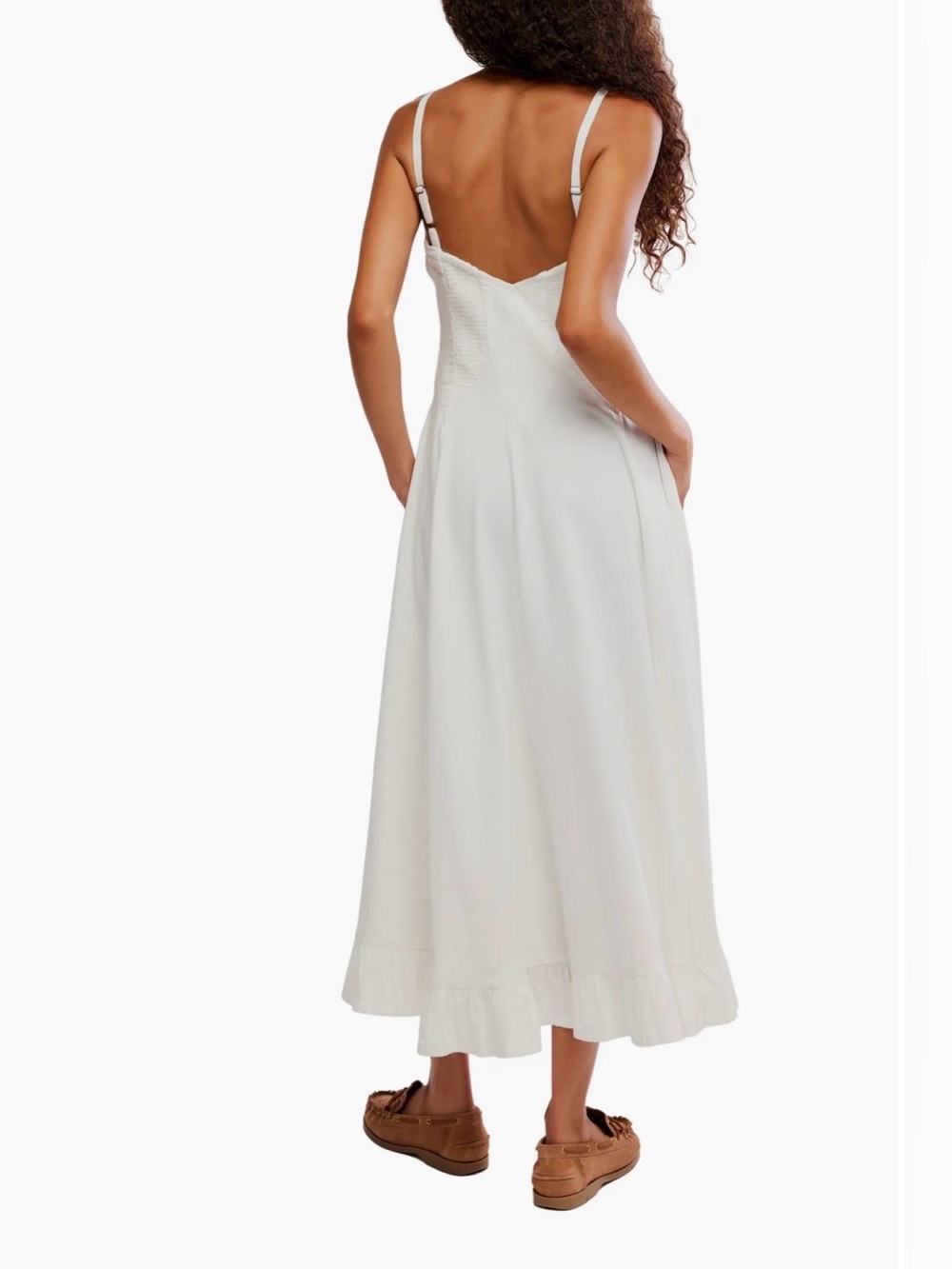 Free People White Spaghetti-Strap Maxi Dress with Sweetheart Bodice - Picture 5 of 13